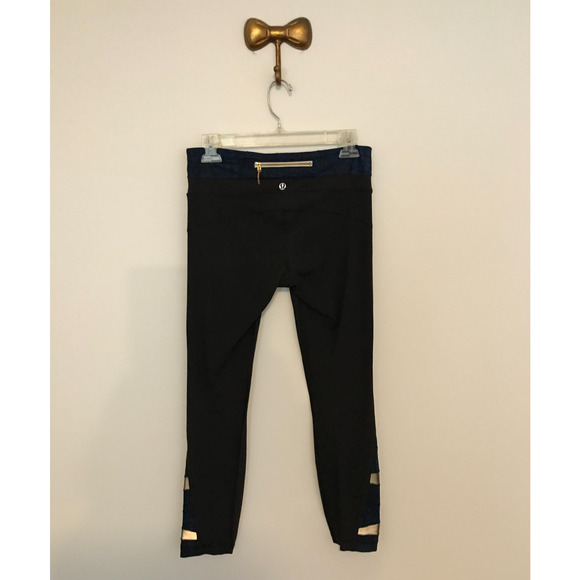 Lululemon Run Inspire Crop II Sashiko Black Fa14 Quilt 23 Leggings - Size 6 - Picture 3 of 11